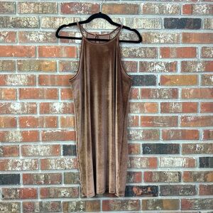 ENTRO Brown Velvet Velour Mini Dress Size Small